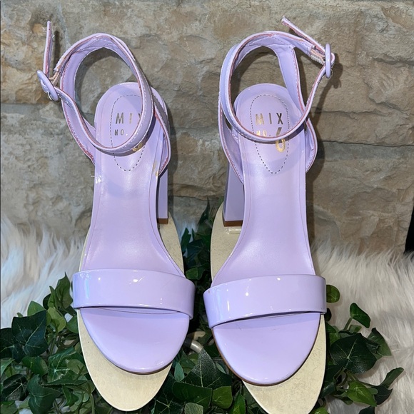 Mix No. 6 Dalison Lilac Patent Leather Block Heel Sandals - Size 6.5 - Picture 2 of 10